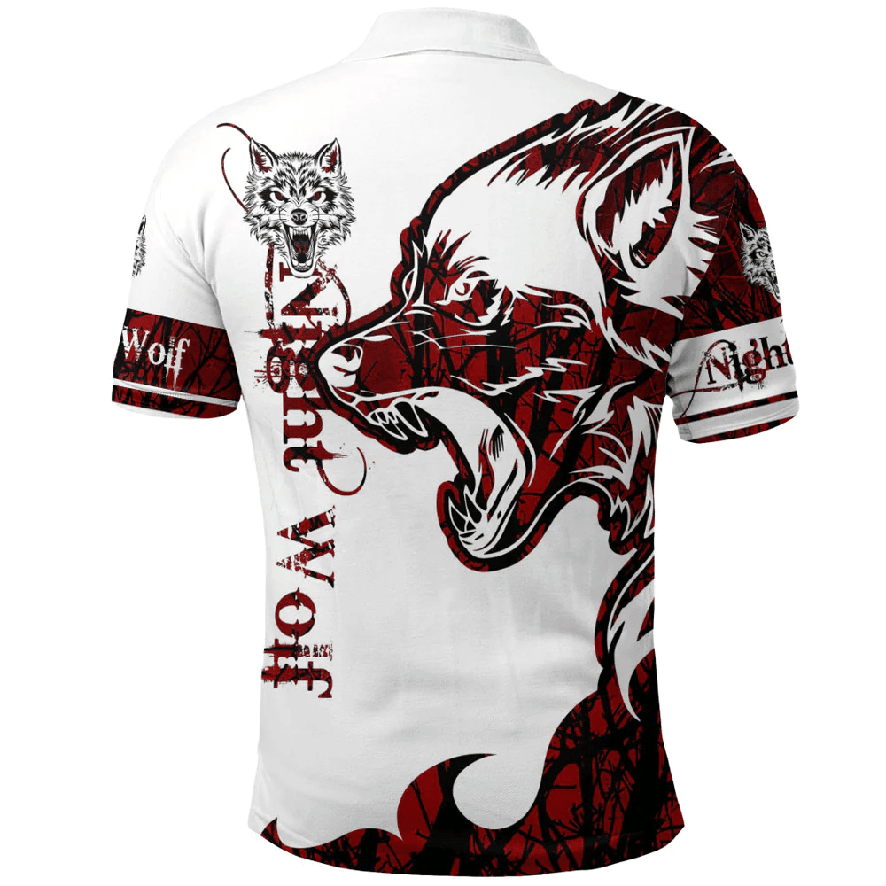 Night Wolf Red Brush Pattern Polo Shirts A35 | 1sttheworld