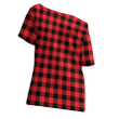 Canadian Maple Leaf and Buffalo Check Plaid Tartan Canada Off Shoulder T-Shirt A35 | 1sttheworld