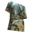 1sttheworld Clothing - Vikings Cat Warrior Women's Off Shoulder T-Shirt A7