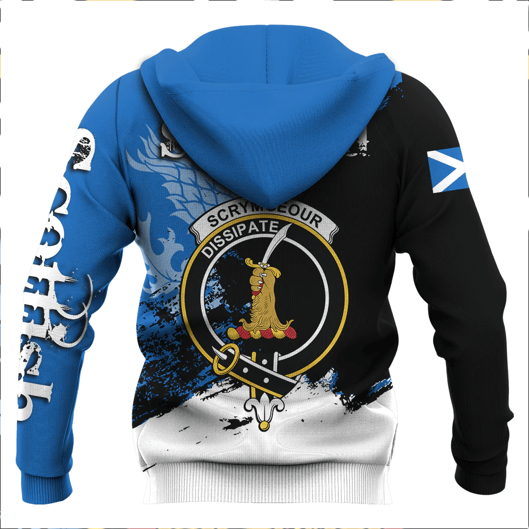 1sttheworld Clothing - Scottish Lion Brush Style Scrymgeour Crest Family Scotland Zip Hoodie A35