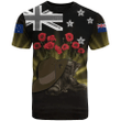 New Zealand Anzac Day T-Shirt - Lest Me Forget Hat And Boots Poppies A24