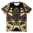 Polynesian Tattoo T Shirt Hibiscus Gold K7