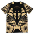 Polynesian Tattoo T Shirt Hibiscus Gold K7