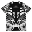 Polynesian Tattoo T Shirt Hibiscus Black White K7