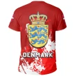 Denmark Coat Of Arms T-Shirt Spaint Style J8W
