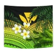Kanaka Maoli (Hawaiian) Tapestry, Polynesian Plumeria Banana Leaves Yellow A02