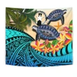 Northern Mariana Islands Tapestry - Polynesian Turtle Coconut Tree And Plumeria A24