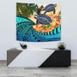 Niue Tapestry - Polynesian Turtle Coconut Tree And Plumeria A24