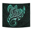 New Zealand Tapestry - Aotearoa Maori Turtle Silver Fern Turquoise J1