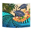Kosrae Tapestry - Polynesian Turtle Coconut Tree And Plumeria A24