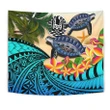 Tahiti Tapestry - Polynesian Turtle Coconut Tree And Plumeria A24