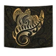 New Zealand Tapestry - Aotearoa Maori Turtle Silver Fern Gold J1