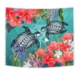 Kanaka Maoli (Hawaiian) Tapestry - Polynesian Turtle Hibiscus And Seaweed A24
