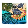 Samoa Tapestry - Polynesian Turtle Coconut Tree And Plumeria A24