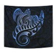 New Zealand Tapestry - Aotearoa Maori Turtle Silver Fern Blue J1