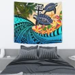 Fiji Tapestry - Polynesian Turtle Coconut Tree And Plumeria A24