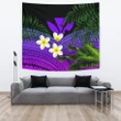 Kanaka Maoli (Hawaiian) Tapestry, Polynesian Plumeria Banana Leaves Purple A02