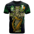 1sttheworld Ireland T-Shirt - Flower Irish Family Crest and Celtic Cross A7