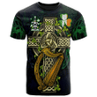 1sttheworld Ireland T-Shirt - Lyons or Lyne Irish Family Crest and Celtic Cross A7
