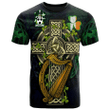 1sttheworld Ireland T-Shirt - Basile Irish Family Crest and Celtic Cross A7