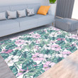 Floor Mat - Hibiscus Flowers Palm Tropical Pattern Foldable Rectangular Thickened Floor Mat A7