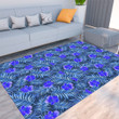 Floor Mat - Tropical Palm Leaves And Hibiscus Blue Foldable Rectangular Thickened Floor Mat A7