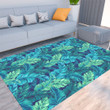 Floor Mat - Turquoise And Green Tropical Leaves Foldable Rectangular Thickened Floor Mat A7