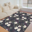 Floor Mat - Tropical Vintage Dark White Hibiscus Flower Foldable Rectangular Thickened Floor Mat A7 | 1sttheworld