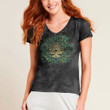 V-Neck T-Shirt - Tree Of Life With Triquetra Malachite And Gold V-Neck T-Shirt A7
