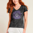 V-Neck T-Shirt - Tree Of Life With Triquetra Amethyst And Silver V-Neck T-Shirt A7