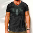 V-Neck T-Shirt - Vikings Odin Valhalla Cyan V-Neck T-Shirt A7 | 1sttheworld