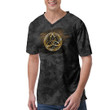 V-Neck T-Shirt - Vegvisir Nordic Viking Rune Gold V-Neck T-Shirt A7