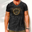 V-Neck T-Shirt - Vegvisir Nordic Viking Rune Gold V-Neck T-Shirt A7 | 1sttheworld