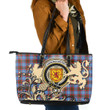 Edinburgh District Tartan Handbag - Tartan Leather Tote Bag With Scottish Rampant Lion And Thistle T7 | 1sttheworld.com