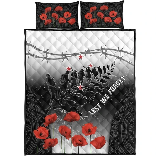 New Zealand Quilt Bed Set - Anzac Lest We Forget Poppy A02