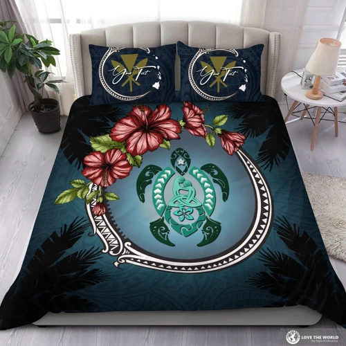 (Custom) Kanaka Maoli (Hawaiian) Bedding Set -  Polynesian Ohana Turtle Hibiscus Mother Son Personal Signature A24