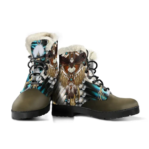 Native American Faux Fur Leather Boots Mandala 1st K7