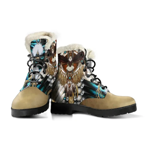 Native American Faux Fur Leather Boots Mandala 2nd K7