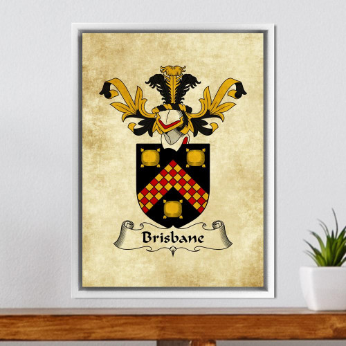 Brisbane Family Crest Framed Wrapped Canvas A7