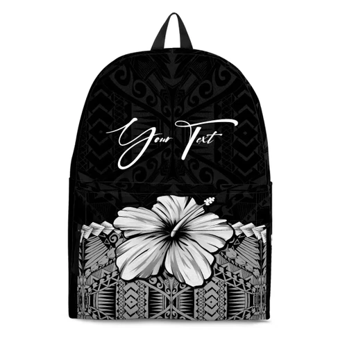 (Custom) Polynesian Backpack Hibiscus Personal Signature Gray A02
