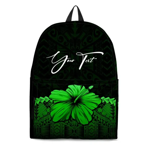 (Custom) Polynesian Backpack Hibiscus Personal Signature Green A02