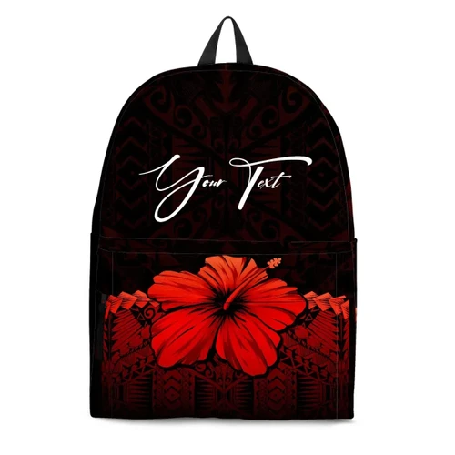 (Custom) Polynesian Backpack Hibiscus Personal Signature Red A02