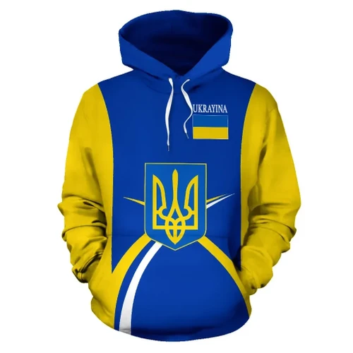 Ukrayina - Ukraine Hoodie Coat Of Arms - Sports Style Th5