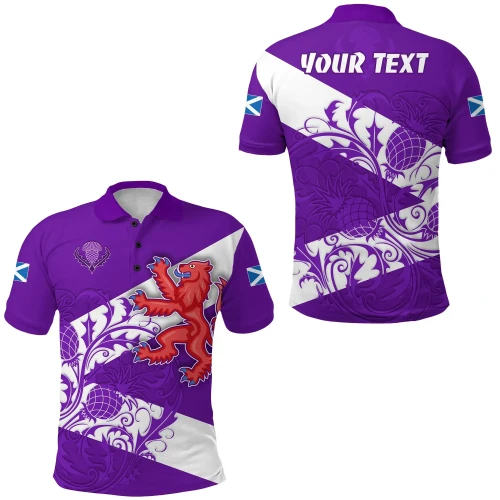 (Custom Personalised) Scotland Rugby Polo Shirt Purple Thistle Of Scottish K13