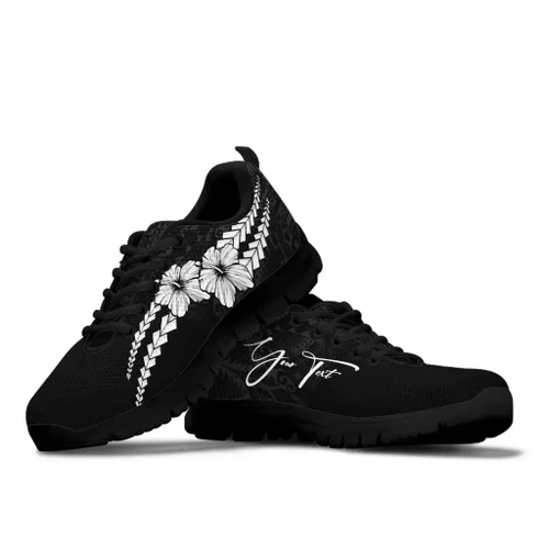 (Custom) Polynesian Sneakers Hibiscus Personal Signature White A02