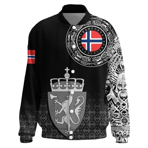 Viking Thicken Baseball Jacket- Norway Coat Of Arms A31