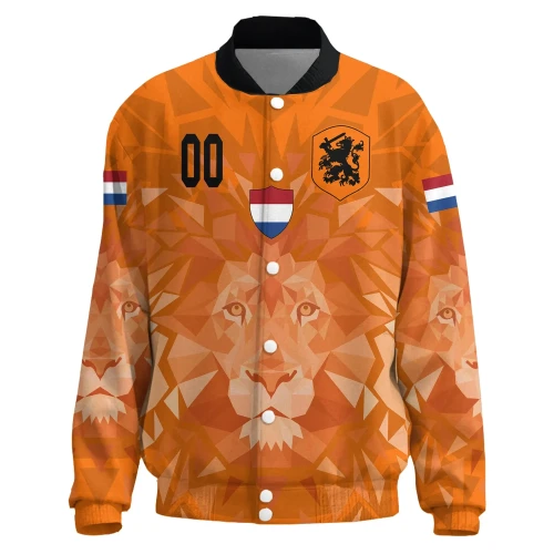 (Custom) Netherlands Lion All Over Print Thicken Baseball Jacket Euro Soccer A27