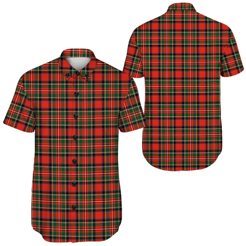 1sttheworld Shirt - Stewart Royal Modern Tartan Short Sleeve Shirt A7