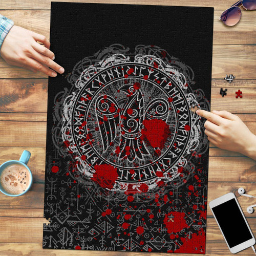 Viking Raven Celtic Tattoo Blood Premium Wood Jigsaw Puzzle (Vertical) A31