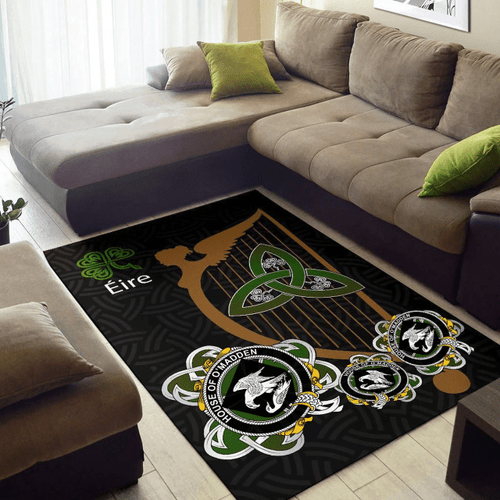 1sttheworld Area Rug - House of O'MADDEN Family Crest Area Rug - Harp And Shamrock A7